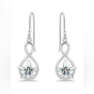 🐚MACY’S🐚 Abalone Inlay Starfish Motif Fishhook Drop Earrings/NWT